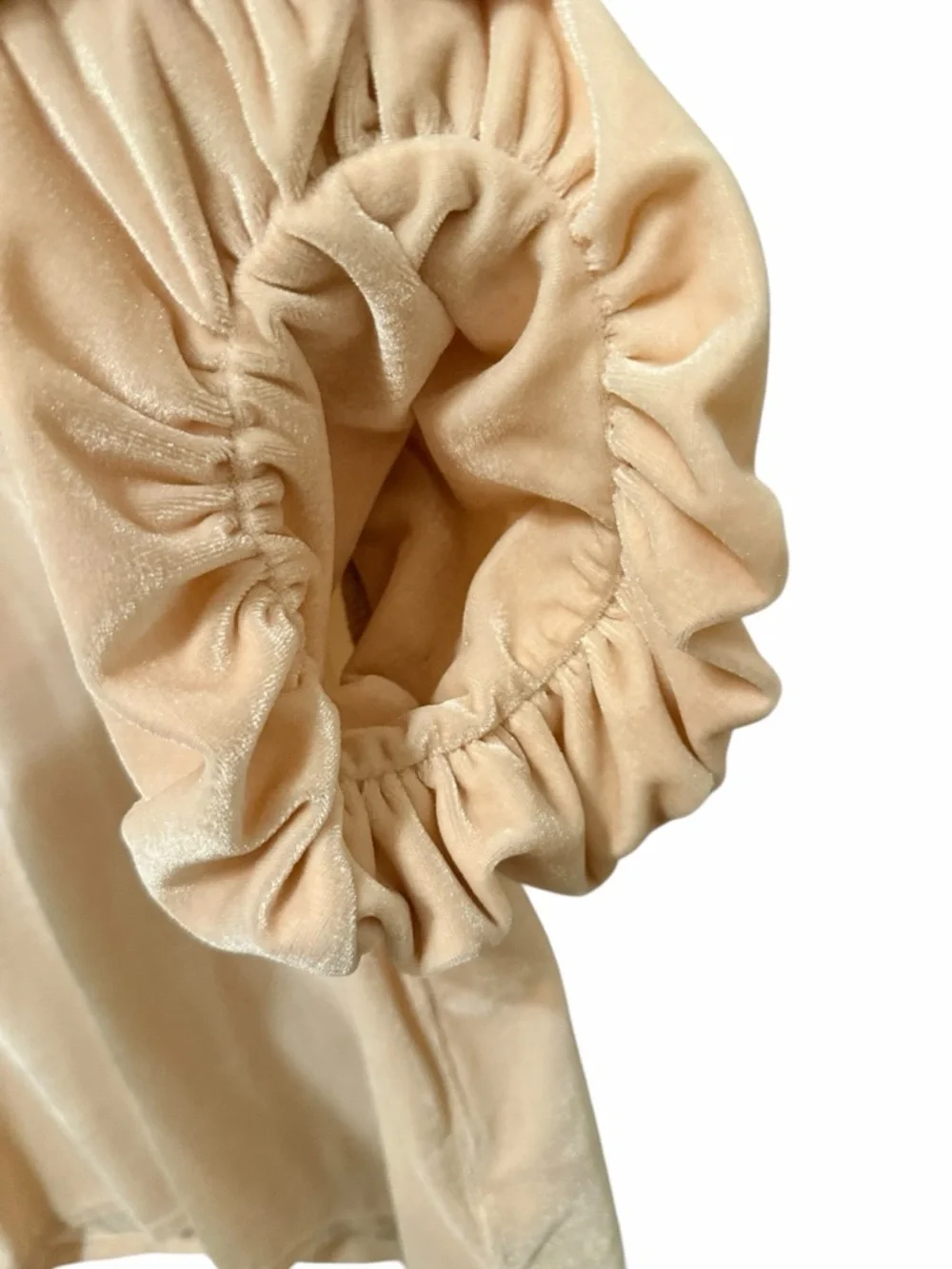 Free People Soft Puff Sleeve Mock Neck Top - Beige Sz Small